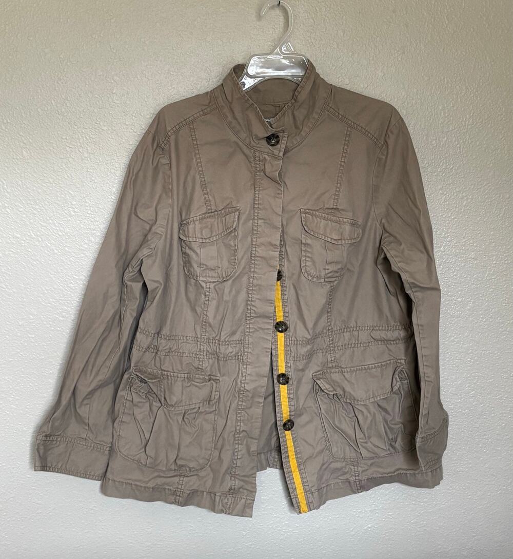 Women’s Old Navy Canvas Utility Field Jacket Coat Button Cargo Cinch Waist, XL